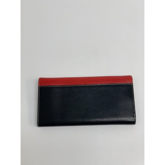 Salvatore Ferragamo Leather Wallet Red Black Womens Flap Snap Bi Fold Card Slots - Picture 3 of 12